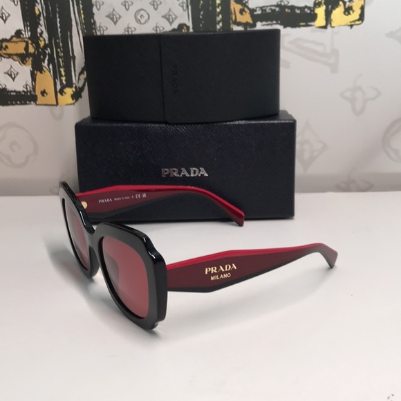New Authentic Prada Black & Red Sunglasses – Modern Luxury Design PR16Y - Picture 6 of 14